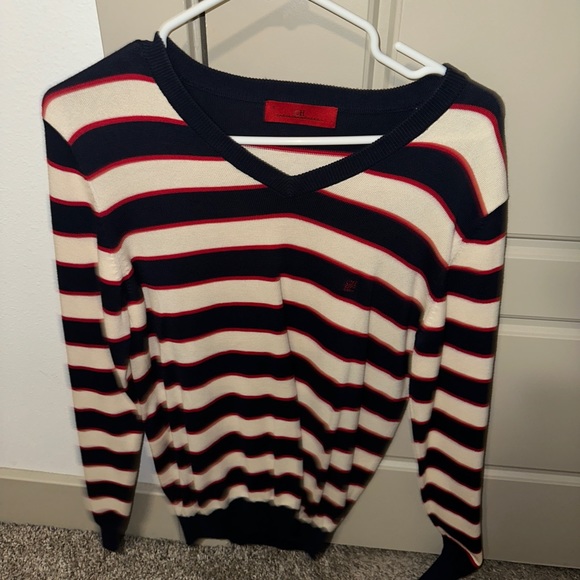 CAROLINA HERRERA STIPE V-NECK SWEATSHIRT - Picture 1 of 3